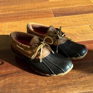 Sperry Black and Brown Winter Rain Boots